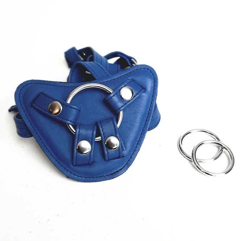 Harnais Pour Gode-ceinture Avec Plastron Amovible Et Attaches D-Ring - Cuir Souple Bleu 5 Harnais Pour Gode-ceinture Avec Plastron Amovible Et Attaches D-Ring - Cuir Souple Bleu – Image 5