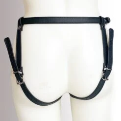 Harnais Pour Gode-ceinture Avec Plastron Amovible - Cuir Souple Noir