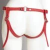 Harnais Pour Gode-ceinture Avec Attaches D-Ring - Cuir Souple Rouge