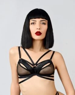 Soutien-gorge En Soie Et Tulle - Dahlia - Strappy Soft Bra 8 Soutien-gorge En Soie Et Tulle - Dahlia - Strappy Soft Bra -Maison Close Magasin strappy bra 4