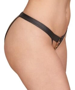 Alternative view of Culotte Ouverte En Wetlook Mat Avec Chaînettes Dorées