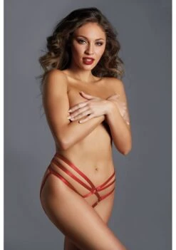 Culotte Ouverte Rouge Effet Harnais - The Only One